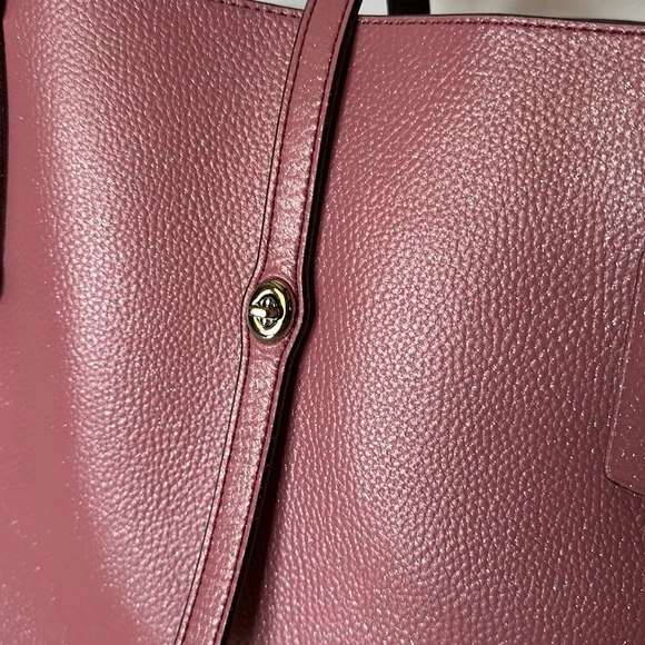 Coach 58850 Market Tote Pebble Leather Glitter Pink Rose Polished Silver Hangbag - Picture 5 of 10